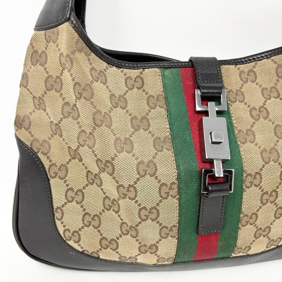 Gucci Jackie O 1961 GG Monogram Web Stripe Hobo Shoulder Bag Vintage Authentic - Picture 4 of 17